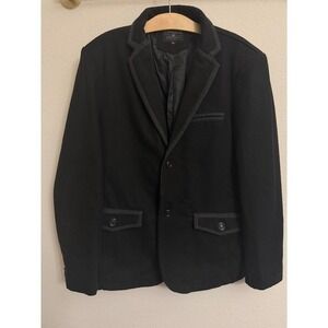 Lamasini Jeans Company Mens XL Black Blazer Contrast Trim Two Button Jacket